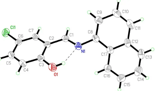 Figure 1The structure of (I), showing the atom-numbering scheme. Displacementellipsoids are drawn at the 30% probability level