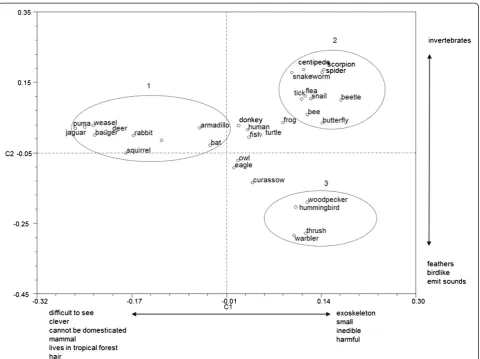 Figure 4 Principal component analysis for all judgments in Cuicatec pile-sorting analysis.