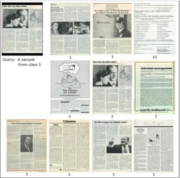 Figure 2.  Samples and their class are listed based on the most similar to a  query document image