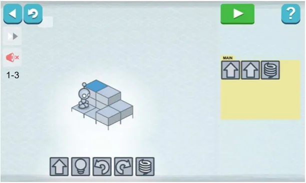 Figure 1: A simple level from Lightbot 