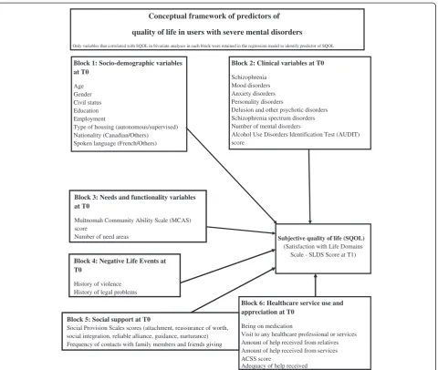 Figure 1 Conceptual framework of predictors of quality of life in users with severe mental disorders.