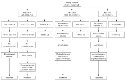 Figure 1 The treatment algorithm for children with HBeAg-positive chronic hepatitis B according to the 2015 guidelines of the Asian Pacific Association for the Study of the Liver