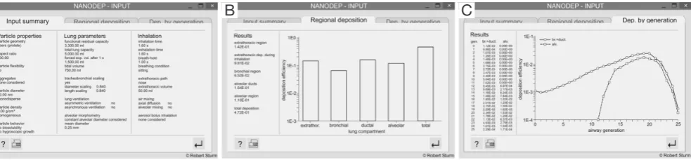 Figure 1 Entrance and input window of the computer program NANODEP, which was used for the theoretical calculations presented in this study