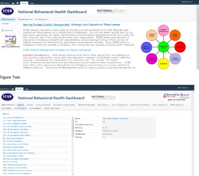 Figure One provides a sample National Behavioral Health Dashboard page and Figure  Two provides a sample individual dashboard page