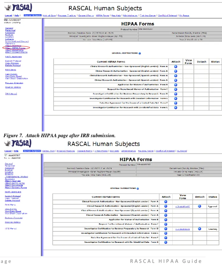 Figure 7.  Attach HIPAA page after IRB submission. 