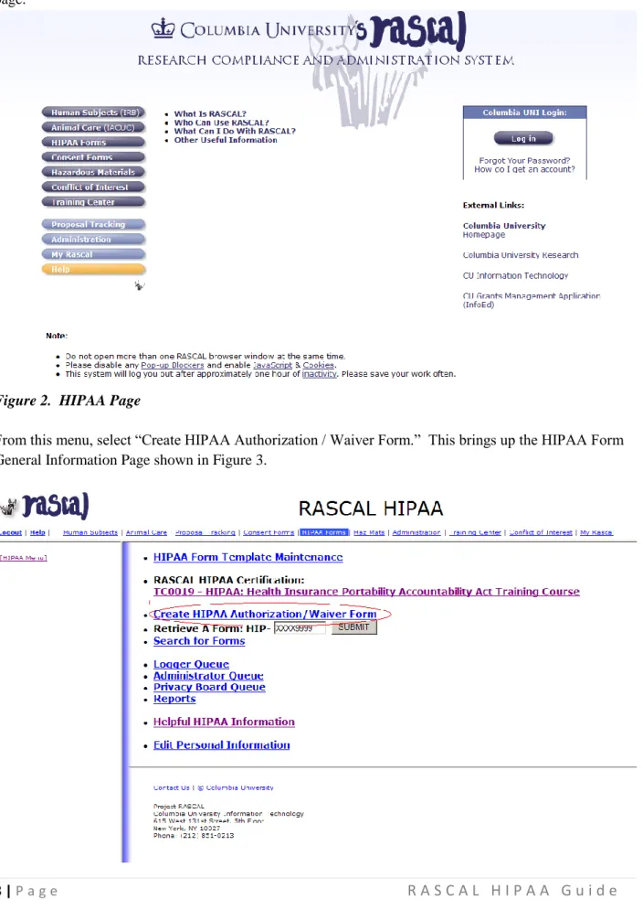 Figure 2.  HIPAA Page 