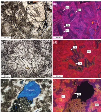 Figure 8. Photomicrographs from transmitted light and corresponding cathodoluminescence of dolomite types.and Goldstein, 2000)