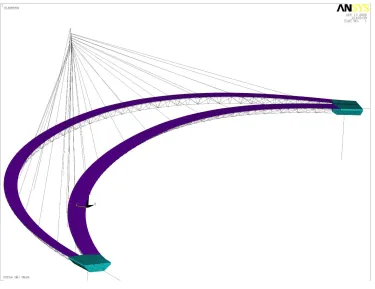 Figure 4.3: 3D FE model of the ’Ponte del Mare’ footbridge