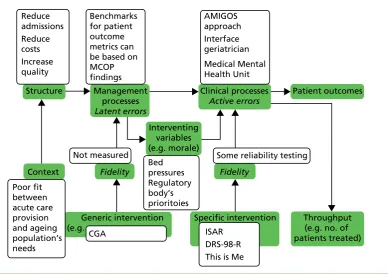 FIGURE 2 How the model in Figure 1 was applied to this programme. Adapted from ‘Evaluating service deliveryinterventions to enhance patient safety’