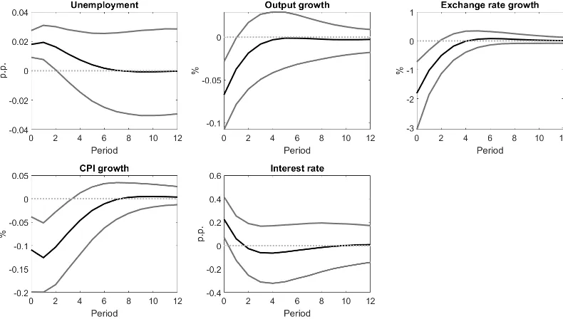 Figure 4. Impulse response functions to unit monetary policy shock under monetary