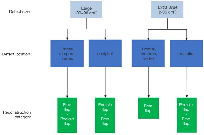 Figure 10 The algorithm for scalp, calvarium and dura defect reconstruction.