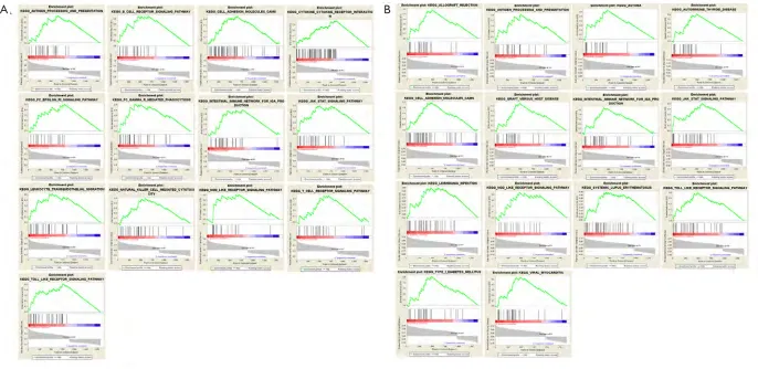 Figure S3 Gene set enrichment analysis. GSEA analysis was performed to further screen the significant pathway between higher immune scores group and lower immune scores group