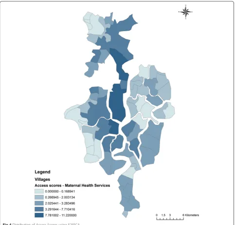 Fig 4 Distribution of Access Scores using E2SFCA