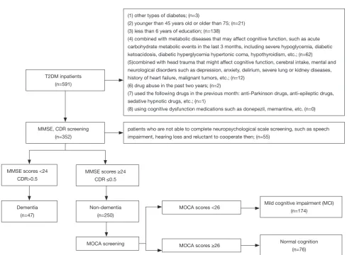 Figure 1 Flow chat of study participants: 47 had dementia, 174 had MCI, and 76 had normal cognition