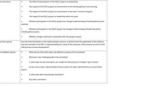 Table 2: Summary of interview / survey topic guides 