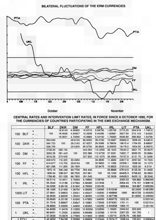 TABLE I BILATERAL FLUCTUATIONS OF THE ERM CURRENCIES 