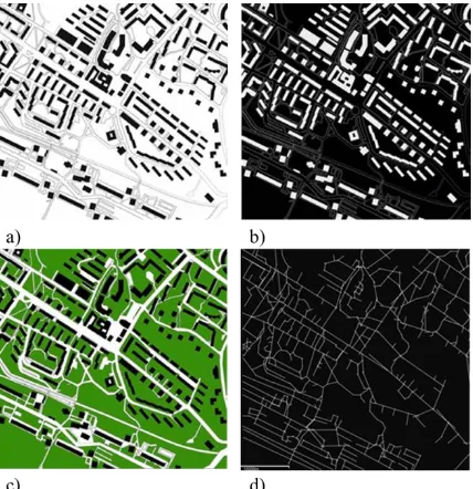 Fig. 5. Scatter diagram and integration value:a) flow of vehicle, b) flow of people, c) vehiclemovement, and d) pedestrian movement