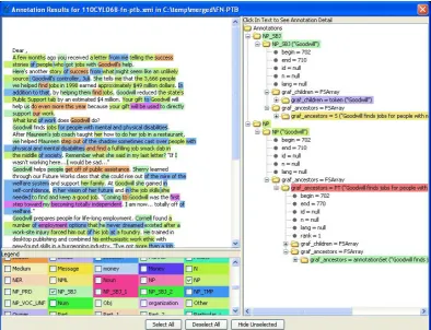 Figure 2: UIMA rendering of GrAF annotations