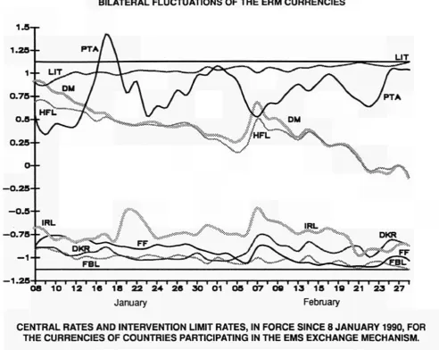 TABLE I BILATERAL FLUCTUATIONS OF THE ERM CURRENCIES 