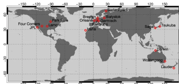 Figure 3. TCCON stations used for validation.