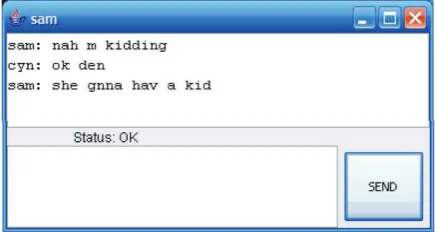 Figure 1:The user interface chat window (asviewed by participant ‘sam’)