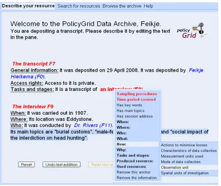 Figure 1: The Metadata Creation Tool.