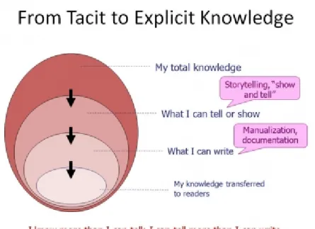 Figure 3-1 Tacit to Explicit Knowledge Conversion (Talisayon 2008)