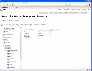 Figure 3 Screenshot Features → Words 