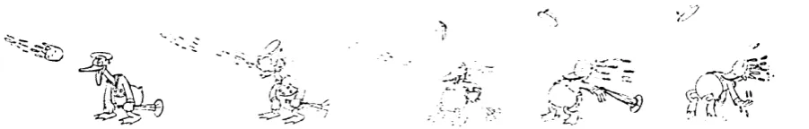 Figure 19 The illustration of ‘Exaggeration’: Donald Duck is hit in the face with a scoop of ice cream (taken from Thomas and Johnston, 1984: p
