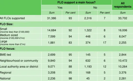 Table 5: Overview of number of organisations supported 