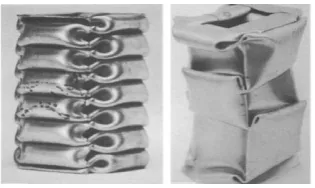 Figure 1.1 Axially crushed square tube in compact and non-compact mode (Reddy and Al-