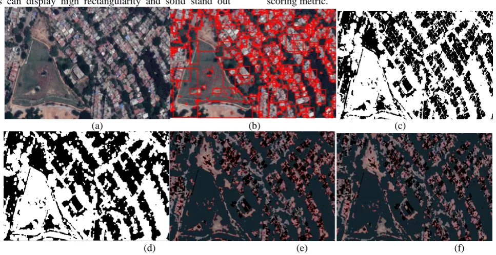 Fig. 11. (a) Original Image. (b) Building Detection using Threshold Value 7, assigned between 5/100