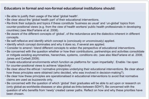 Figure 3 Suggestions for educators involved in global health education.