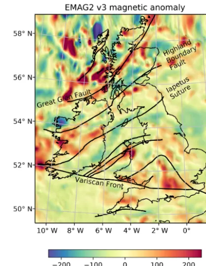 Figure 5. The ensemble of Curie depth estimates was computedate the map of Curie depth (Fig