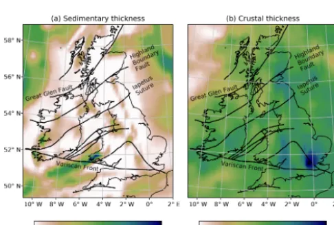 Figure 7. Analysis of Curie depth estimates. (a) The maximum Curie depth that can be resolved for a given window size; (b) the relationshipof uncertainty, measured by 1 standard deviation, with respect to Curie depth; (c) the degree of skew exhibited by the posterior probabilitydistribution as a function of Curie depth for different window sizes – skew is deﬁned here as the mean Curie depth less the median.