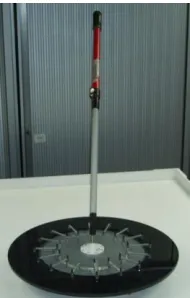 Figure 3, Hand held stick on a disc with omni-directional  wheels 
