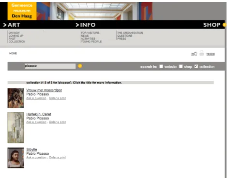 Figure 1: The search engine of the Gemeentemuseum’s website.