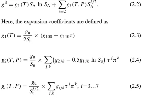 Fig. 3 Range of validity of the IAPWS-08 Gibbs function of seawater and uncertainty  sea g si is only available at library level 3 whereimplicitly determined quantities, such as density in terms oftemperature and pressure, are considered.Note that the argu