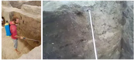 Figure 2: Images showing an excavator using a water sprayer 