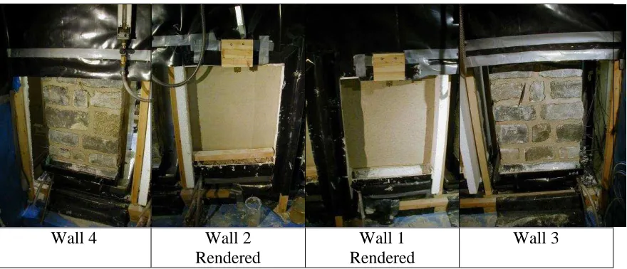 Figure 8 View of walls 1 to 4 of the continuation work as seen from climate side of chamber