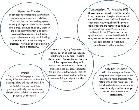 Figure 5 Examples of Communities of Practice and possible trajectories for a newly qualified diagnostic radiographer