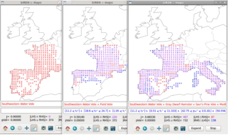 Fig. 2. Several map panels. Comparing intermediate extensions automatically gener- gener-ated for a chosen starting variable