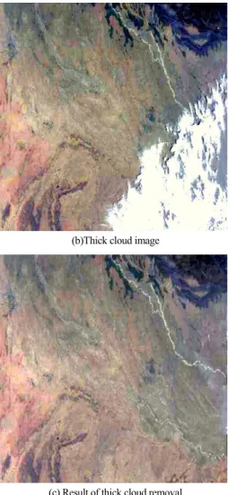 Figure 11.   Original color images and thick cloud removal image  