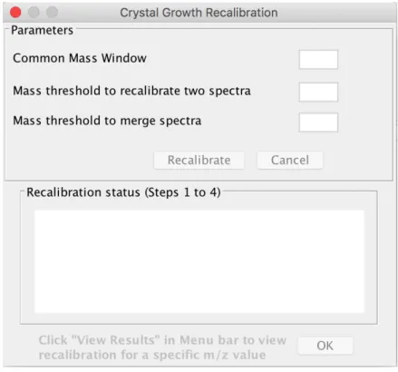 Figure 5.2: Screenshot of the user-defined parameters window to perform recalibra- recalibra-tion