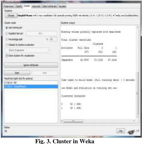 Fig. 3. Cluster in Weka 