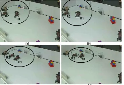 Figure 5: Sequence of robot 2 positions when it detectedand then missed object 1.