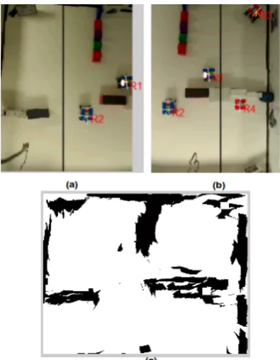 Figure 6: (a) Left ceiling camera image. (b) Right ceilingcamera image. (c) Map.