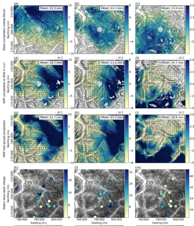 Figure 4. The 24 h snow precipitation (mm) fromGray shading incoordinate system (CH1903LV03)