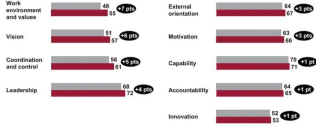 FIGURE 9. The nine criteria measuring organizational performance. (Women  matter 2007, 14) 