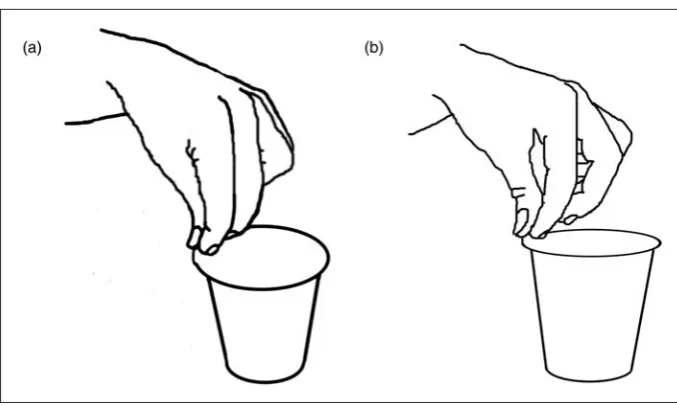 Figure 3. (a) The pulp pinch pull (PPP) grip; (b) the chuck pinch pull (CPP) grip.